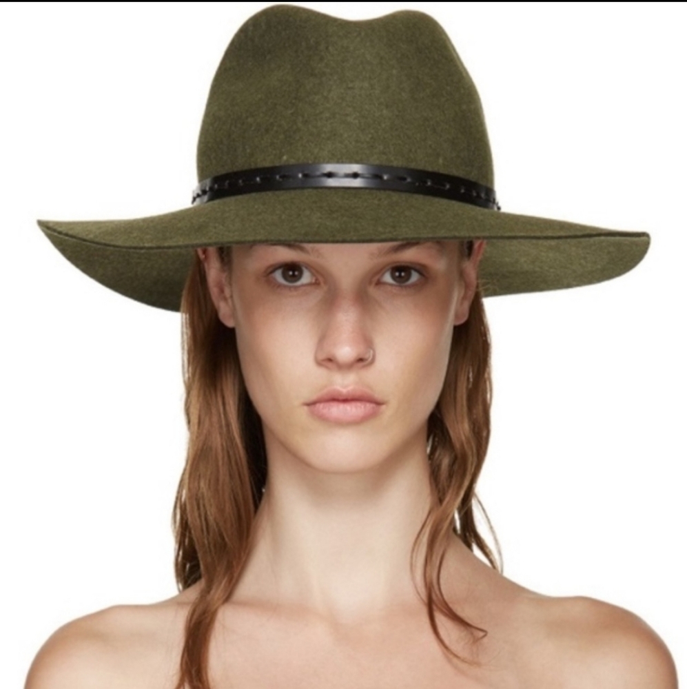 Rag & Bone Multi Green Wide Brim Fedora Sz M